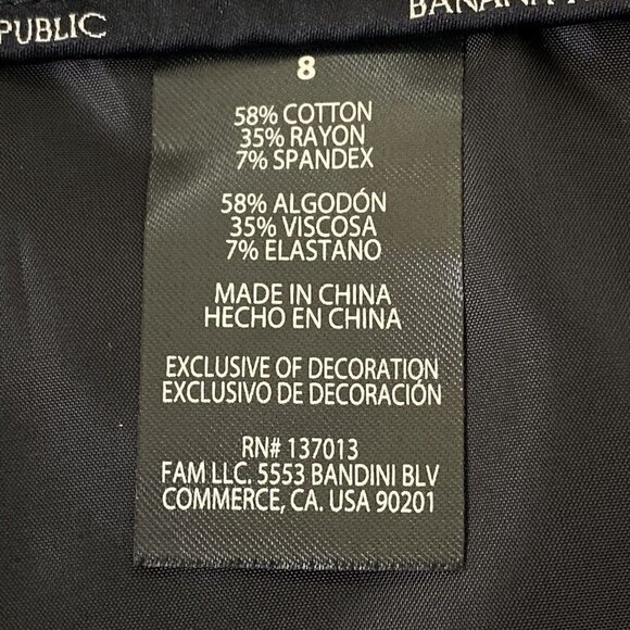 Banana Republic Slim Straight Cropped Pant Slacks Womens size 8 Stretch Black - Picture 9 of 9